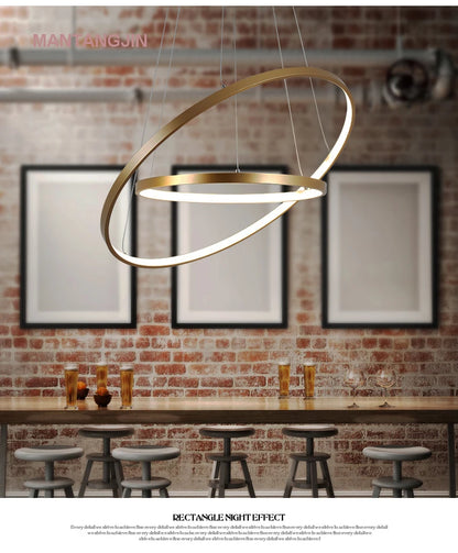 Black/White/Golden Modern pendant lights for living room dining room 4/3/2/1 Circle Rings acrylic aluminum body LED pendant Lamp