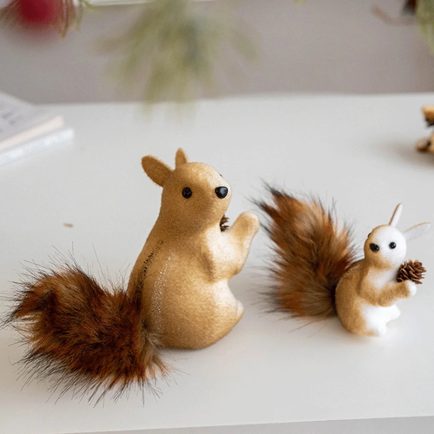 Christmas Squirrel Ornament Ball Christmas Tree Pendant Party Decoration Cute Hairy Ornament Christmas Tree 3D Hanging Decor