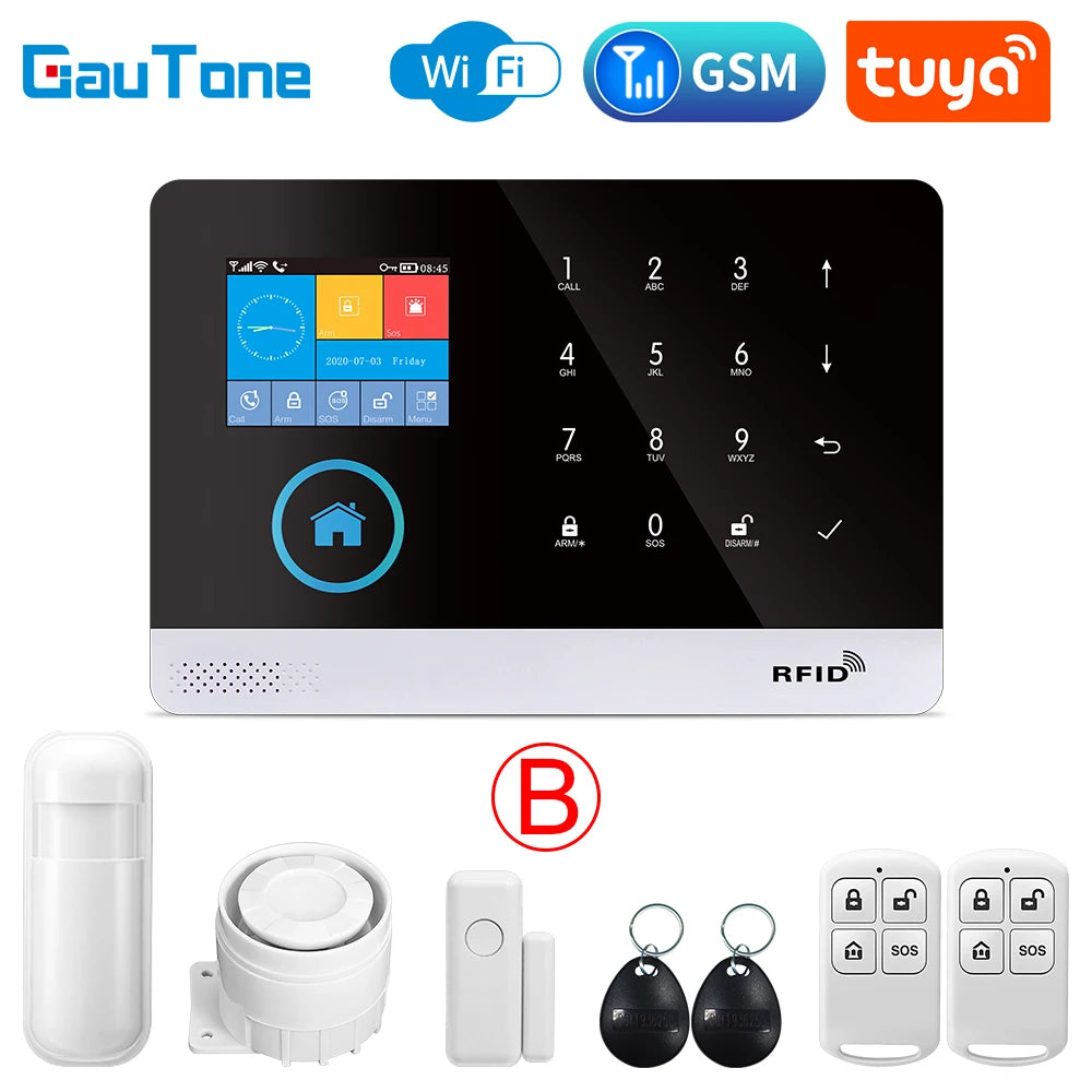 GauTone PG103 Alarm System for Home Burglar Security 433MHz WiFi GSM Alarm Wireless Tuya Smart House App Control