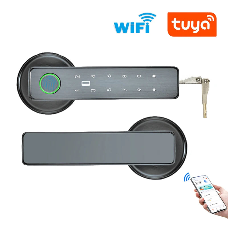 Tuya SmartLife APP WiFi Remote Control Smart Fingerprint Password RFID IC Card Sensing Single Latch Deadbolt Lock