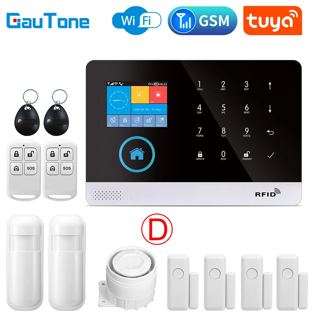 GauTone PG103 Alarm System for Home Burglar Security 433MHz WiFi GSM Alarm Wireless Tuya Smart House App Control