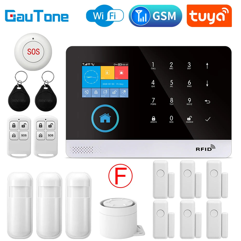 GauTone PG103 Alarm System for Home Burglar Security 433MHz WiFi GSM Alarm Wireless Tuya Smart House App Control