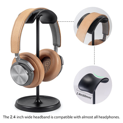 Curved Headphone Stand Sturdy Non-Slip Heavy Base Gaming Headset Holder Hanger with Storage Tray for Table Desk Display