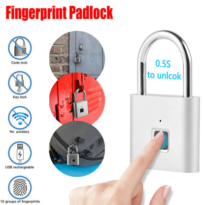 Fingerprint Lock Keyless with Tuya APP Drawer Safety Lock Waterproof Smart Padlock for Cabinet Backpack Offices PasswordLock