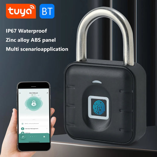 Fingerprint Lock Keyless with Tuya APP Drawer Safety Lock Waterproof Smart Padlock for Cabinet Backpack Offices PasswordLock