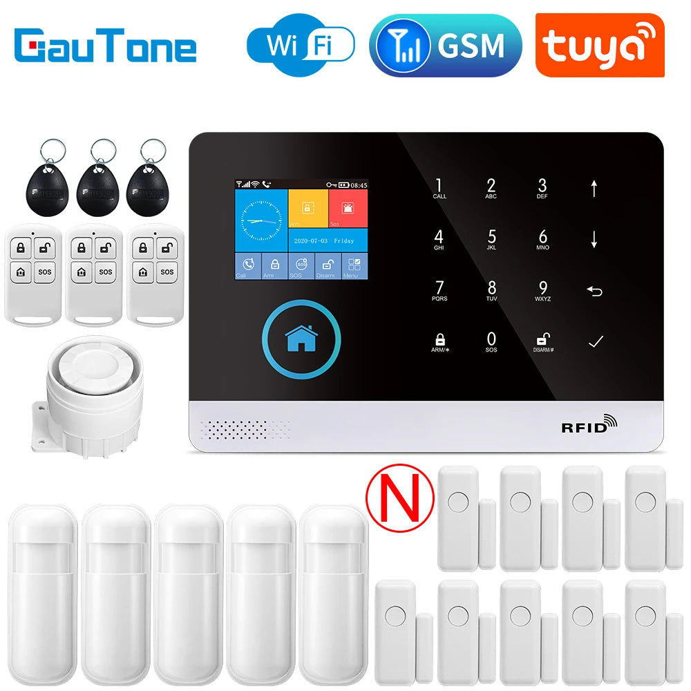 GauTone PG103 Alarm System for Home Burglar Security 433MHz WiFi GSM Alarm Wireless Tuya Smart House App Control