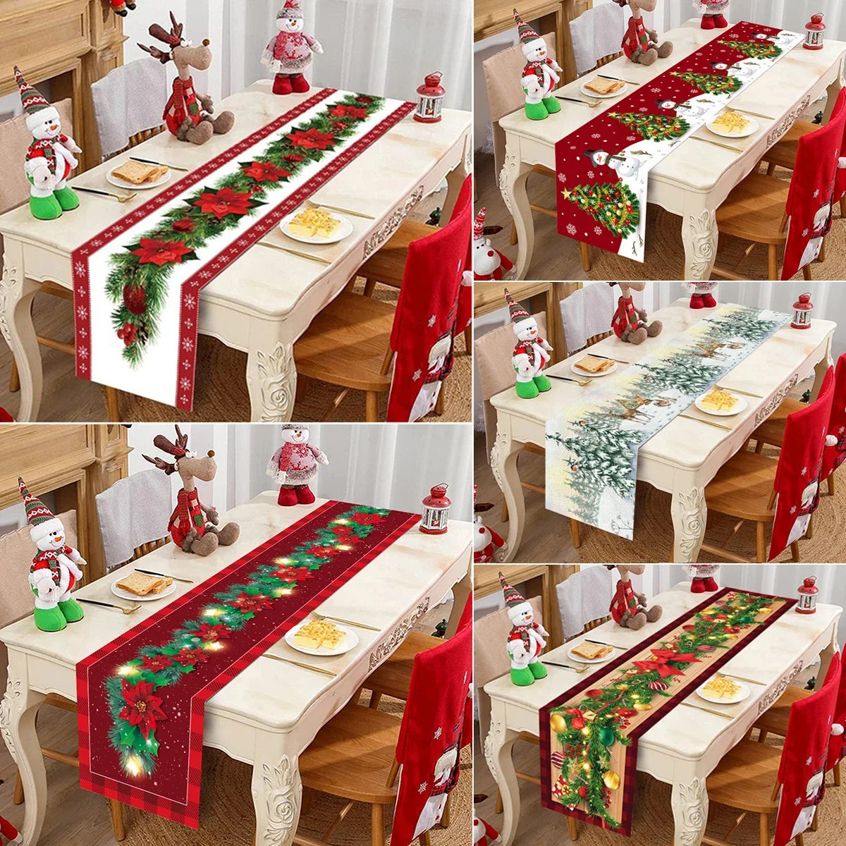 Christmas Table Runner Cloth Merry Christmas Table Decor for Home 2024 Tablecloth Xmas Ornament Navidad Natal New Year Gift 2025