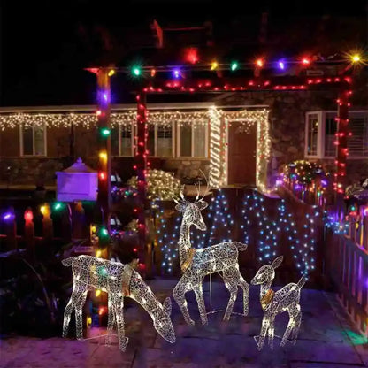 Christmas Iron Art Elk Deer with Lights Merry Cristmas Decoration for Home Glowing Reindeer Outdoor Yard Ornament 2024 New Year