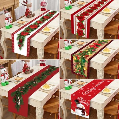 Christmas Table Runner Cloth Merry Christmas Table Decor for Home 2024 Tablecloth Xmas Ornament Navidad Natal New Year Gift 2025