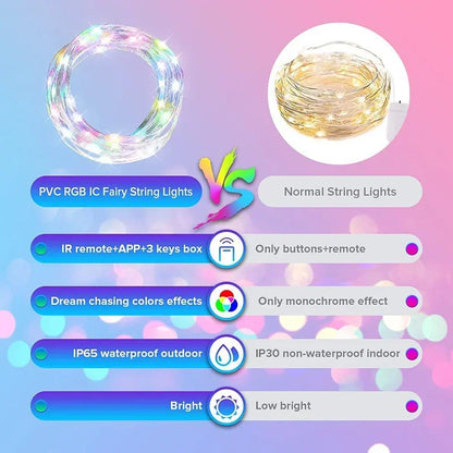 Dreamcolor Rgb Led Strip WS2812B Bluetooth Smart String Fairy Lights Christmas Garland Light Waterproof For Party Curtain Room