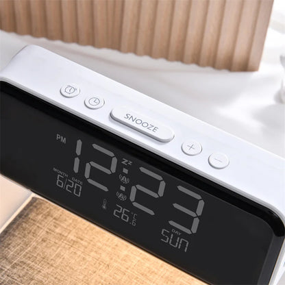 New Trend Bedroom Table Desk Led Lamp Night Light Digital Alarm Clock QI Universal Wireless Charger for iPhone Samsung