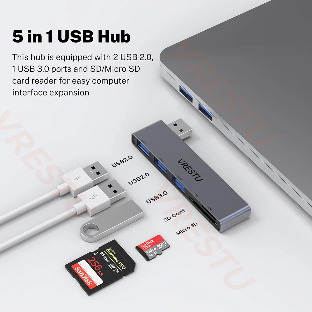 USB HUB with SD TF Ports USB 3.0 2.0 HAB Splitter Card Reader Multiport for Macbook Computer PC Accessories HUB USB A High Speed