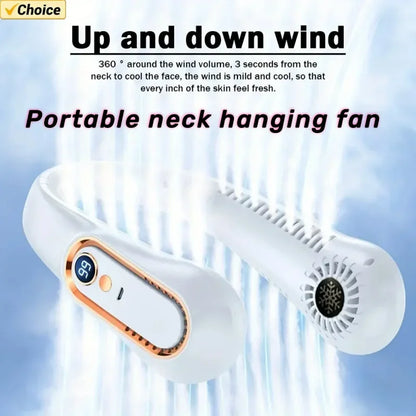 Hanging neck fan portable summer air cooler USB cooling fan with 5 speeds and digital displays - super technology and bladeless