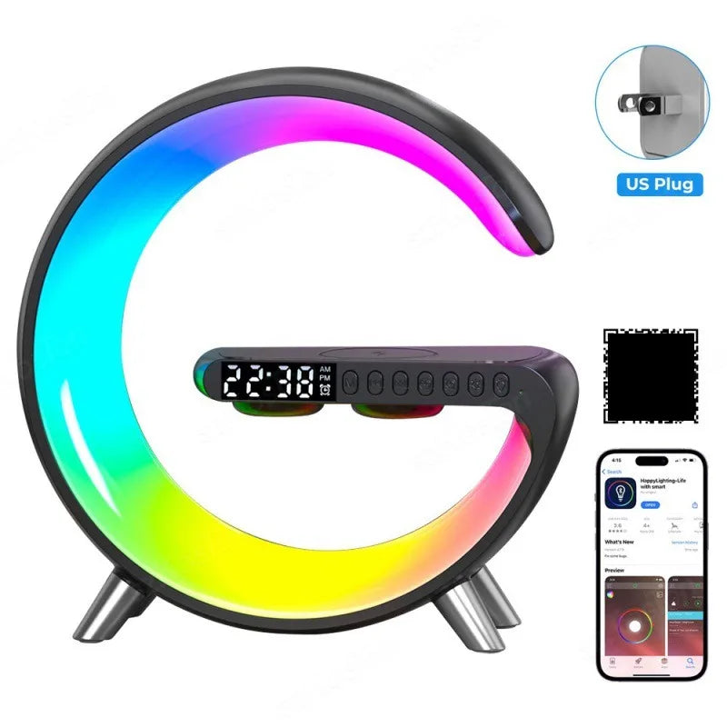 Multifunctional Night Light Clock Intelligent Audio 3 In 1 Alarm Clock Desk Lamp Wireless Charging Seven Color Bluetooth Speaker