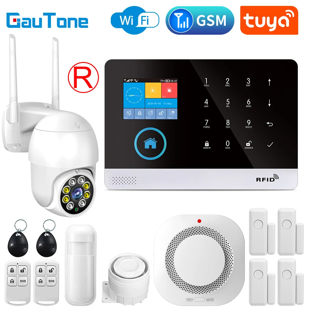 GauTone PG103 Alarm System for Home Burglar Security 433MHz WiFi GSM Alarm Wireless Tuya Smart House App Control