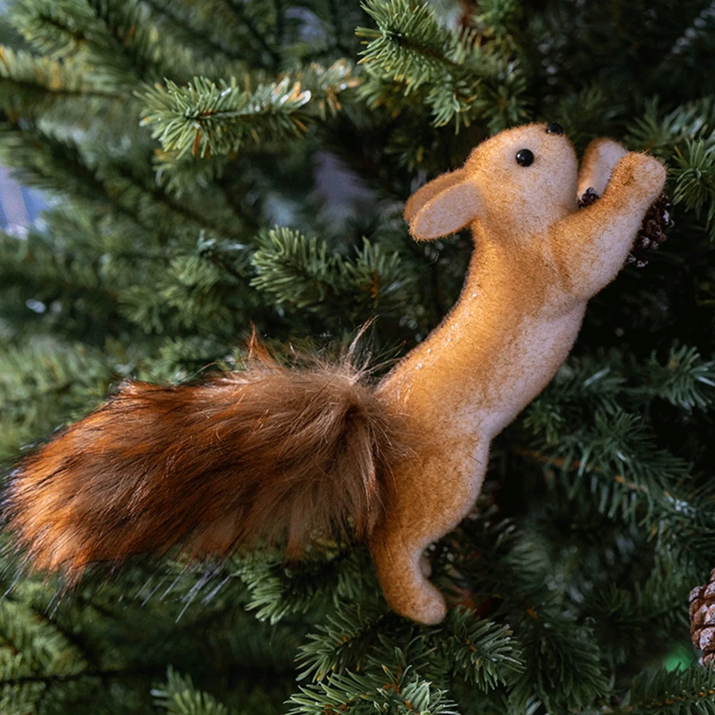 Christmas Squirrel Ornament Ball Christmas Tree Pendant Party Decoration Cute Hairy Ornament Christmas Tree 3D Hanging Decor