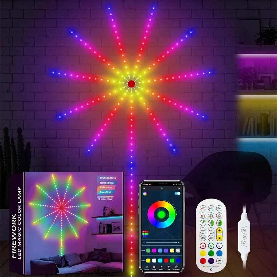 Firework LED Lights App Starburst Fairy Lights Bluetooth Smart RGB Color  Firework Lights with Music Sync LED Fireworks Lights