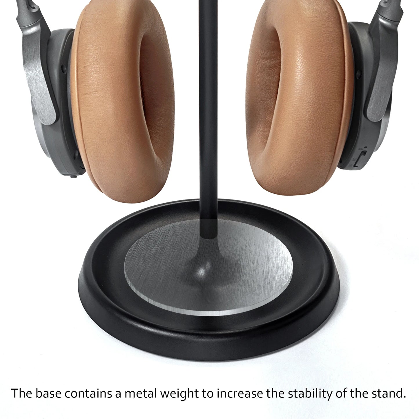 Curved Headphone Stand Sturdy Non-Slip Heavy Base Gaming Headset Holder Hanger with Storage Tray for Table Desk Display