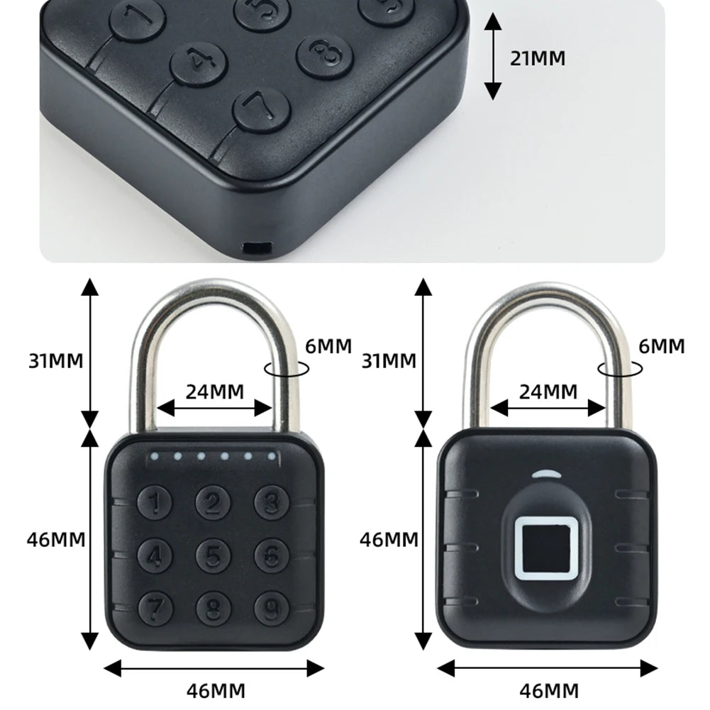 Fingerprint Lock Keyless with Tuya APP Drawer Safety Lock Waterproof Smart Padlock for Cabinet Backpack Offices PasswordLock