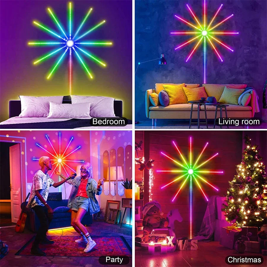 Firework LED Lights App Starburst Fairy Lights Bluetooth Smart RGB Color  Firework Lights with Music Sync LED Fireworks Lights